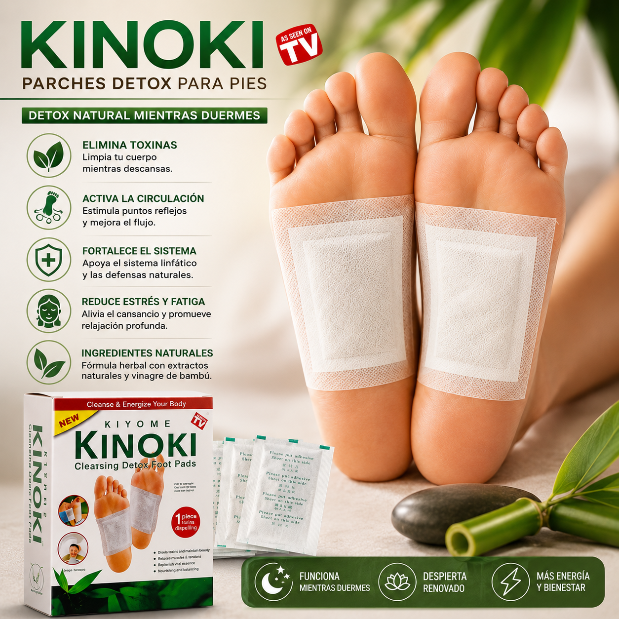 Parches Detox Kinoki Para Pies: Elimina toxinas de forma natural