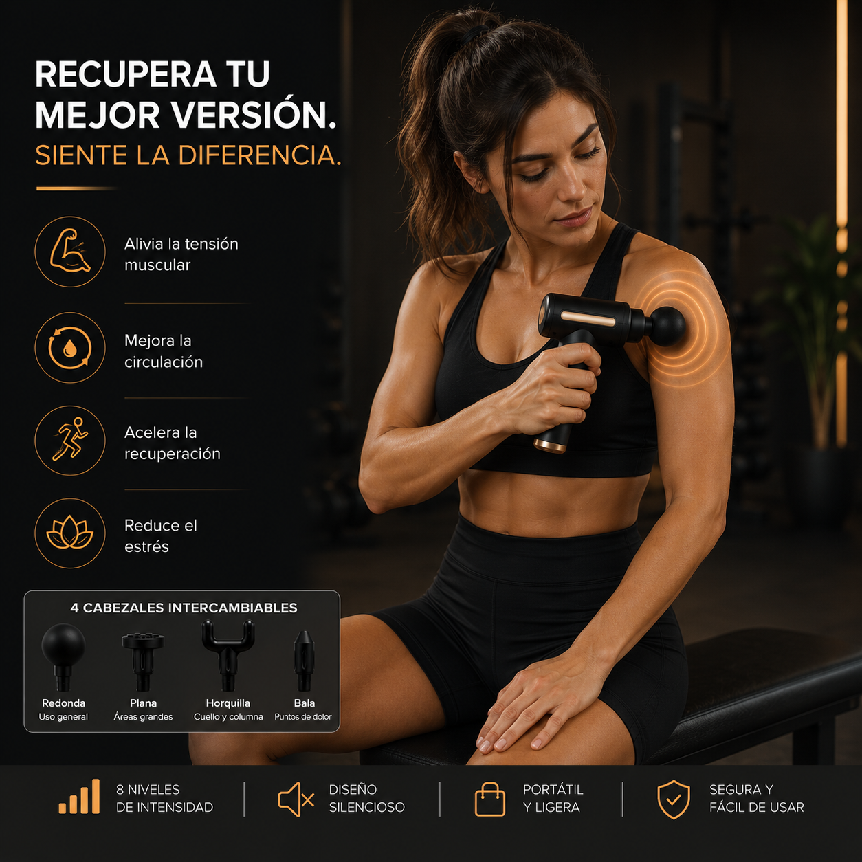 Pistola Masajeadora de Músculos 4 En 1