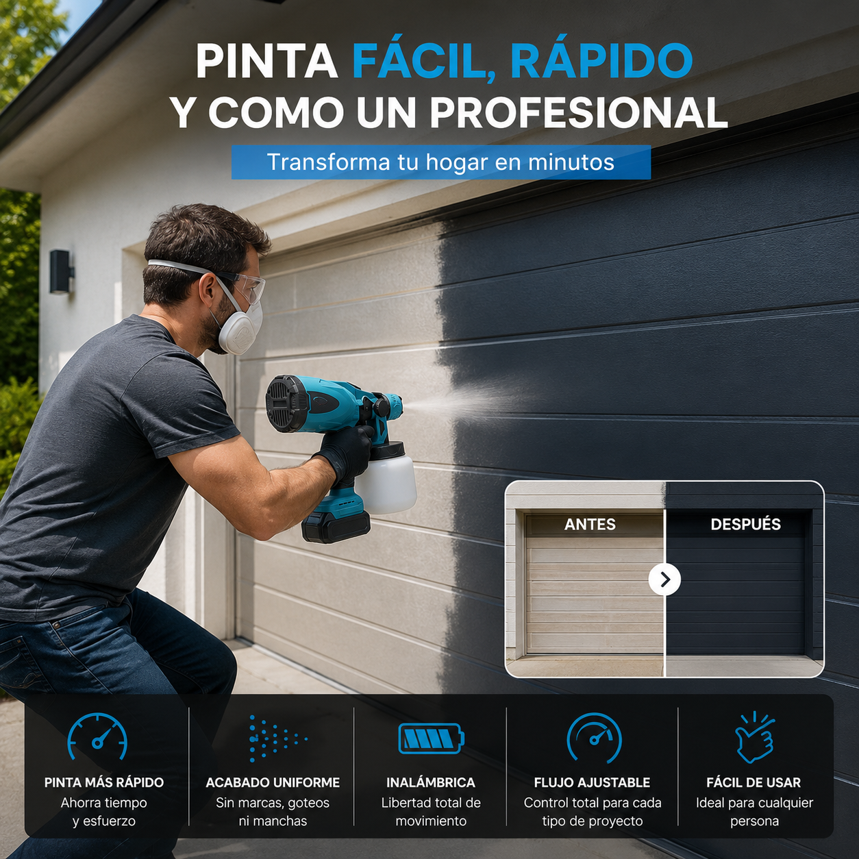 Pistola de Pintura Inalámbrica: Ideal para casa y trabajo
