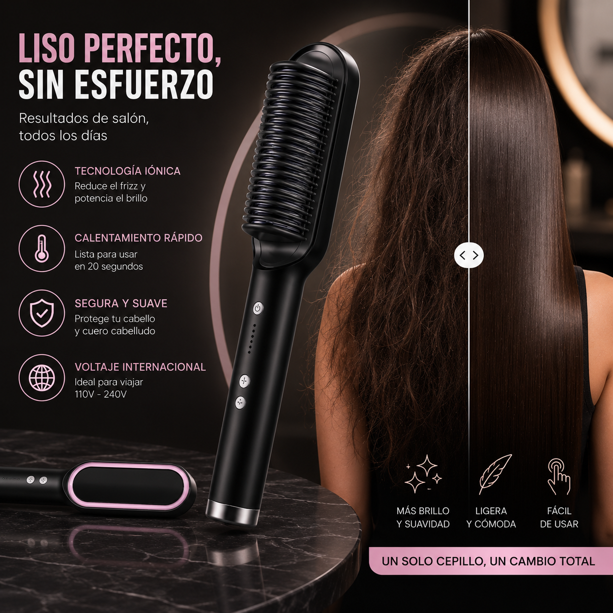Cepillo Plancha Alisador 2 En 1