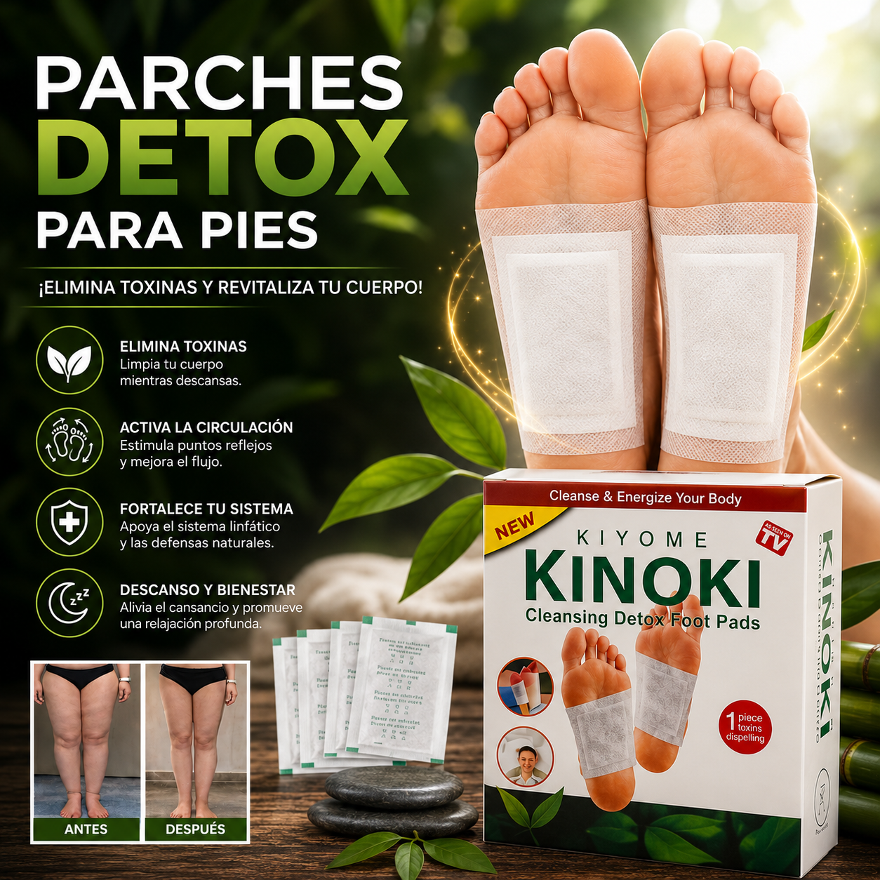 Parches Detox Kinoki Para Pies: Elimina toxinas de forma natural